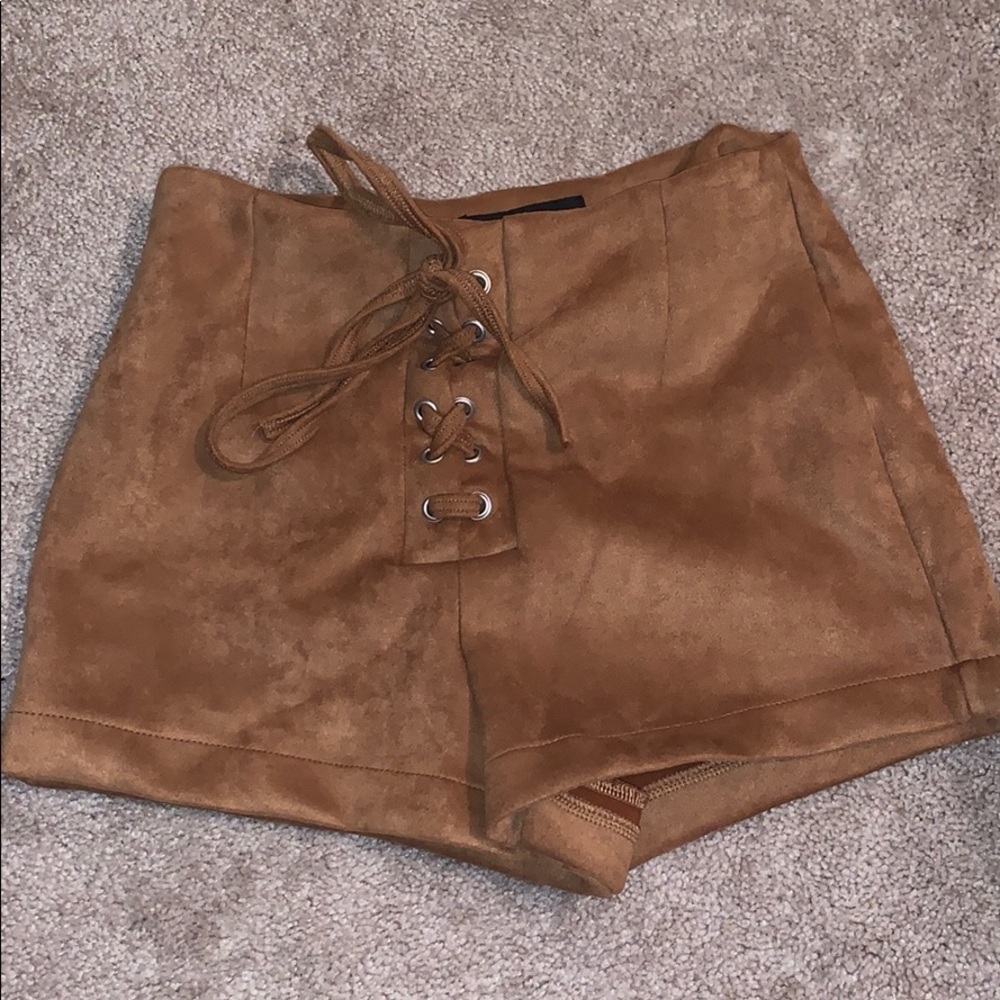 Velvet nude brown comfy shorts